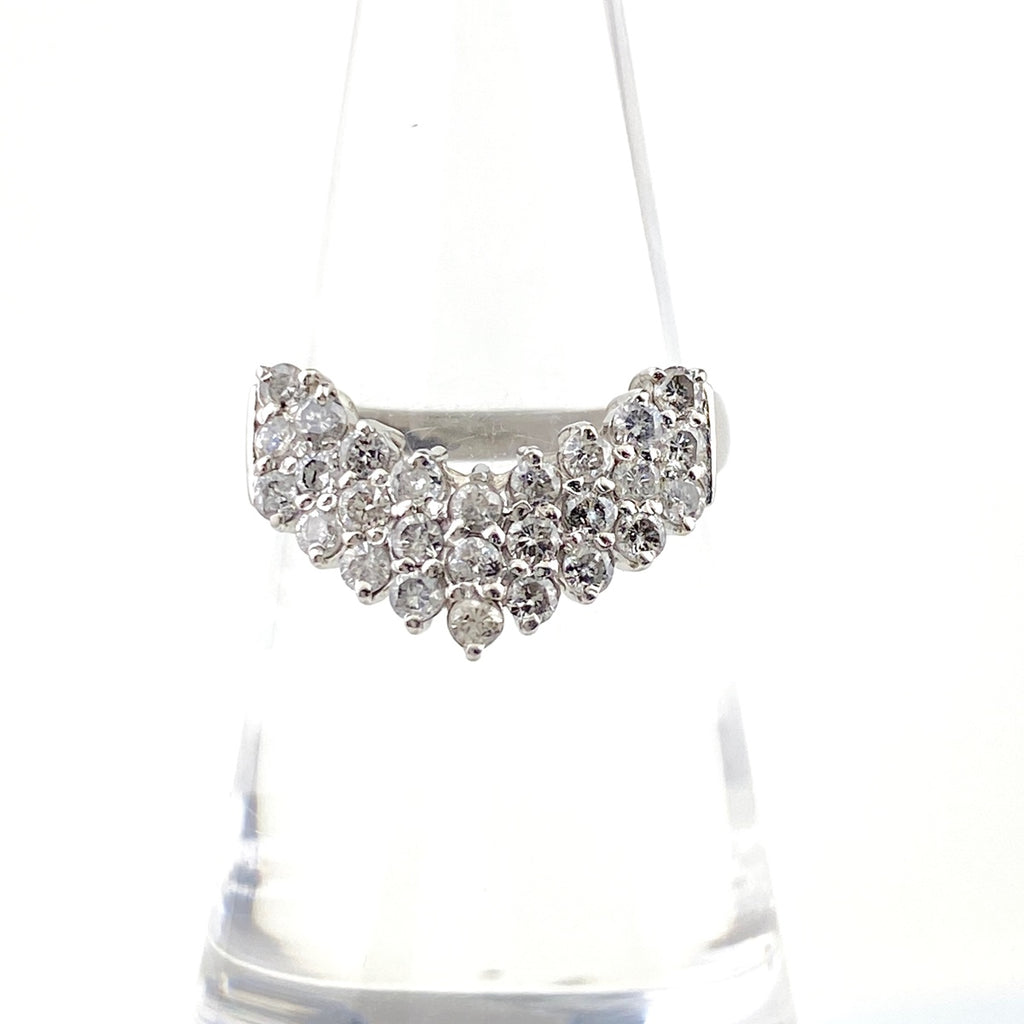 メレダイヤ デザインリング プラチナ 指輪 リング 11号 Pt900 ダイヤモンド レディース 【中古】nbjwl