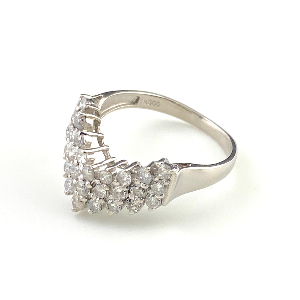 メレダイヤ デザインリング プラチナ 指輪 リング 11号 Pt900 ダイヤモンド レディース 【中古】nbjwl