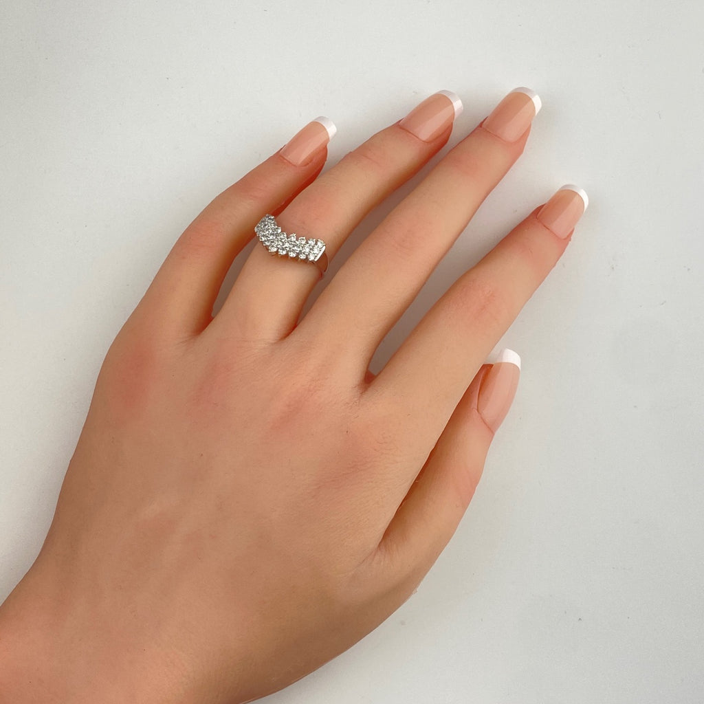 メレダイヤ デザインリング プラチナ 指輪 リング 11号 Pt900 ダイヤモンド レディース 【中古】nbjwl