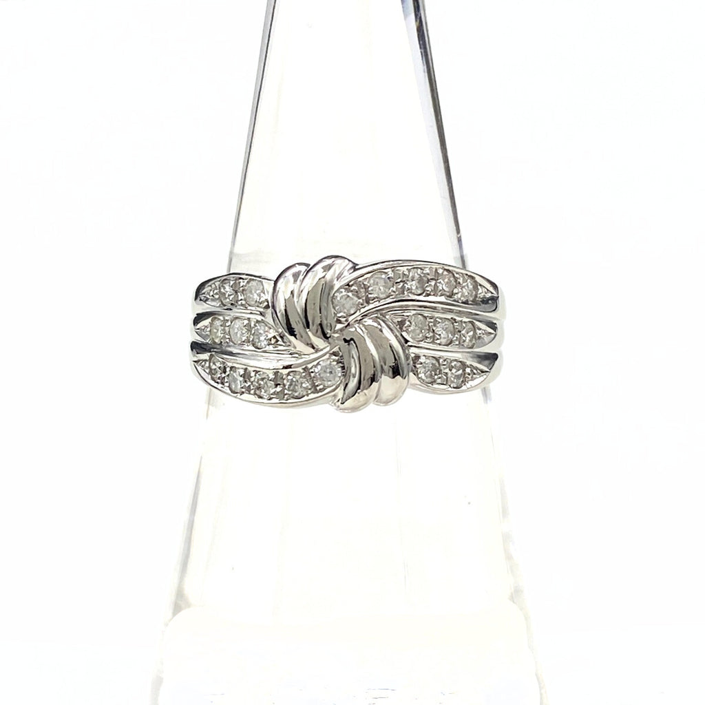 メレダイヤ デザインリング プラチナ 指輪 リング 15号 Pt850 ダイヤモンド レディース 【中古】nbjwl