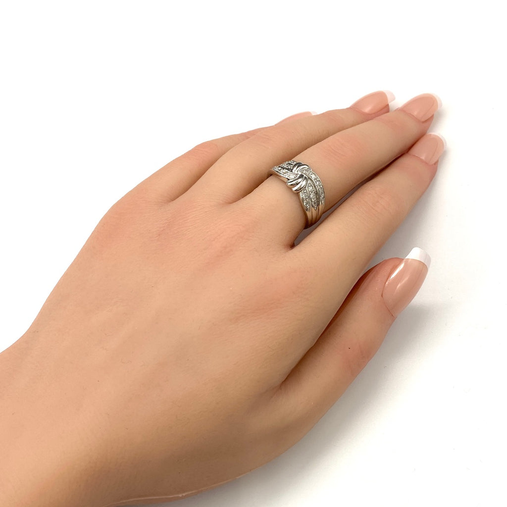 メレダイヤ デザインリング プラチナ 指輪 リング 15号 Pt850 ダイヤモンド レディース 【中古】nbjwl