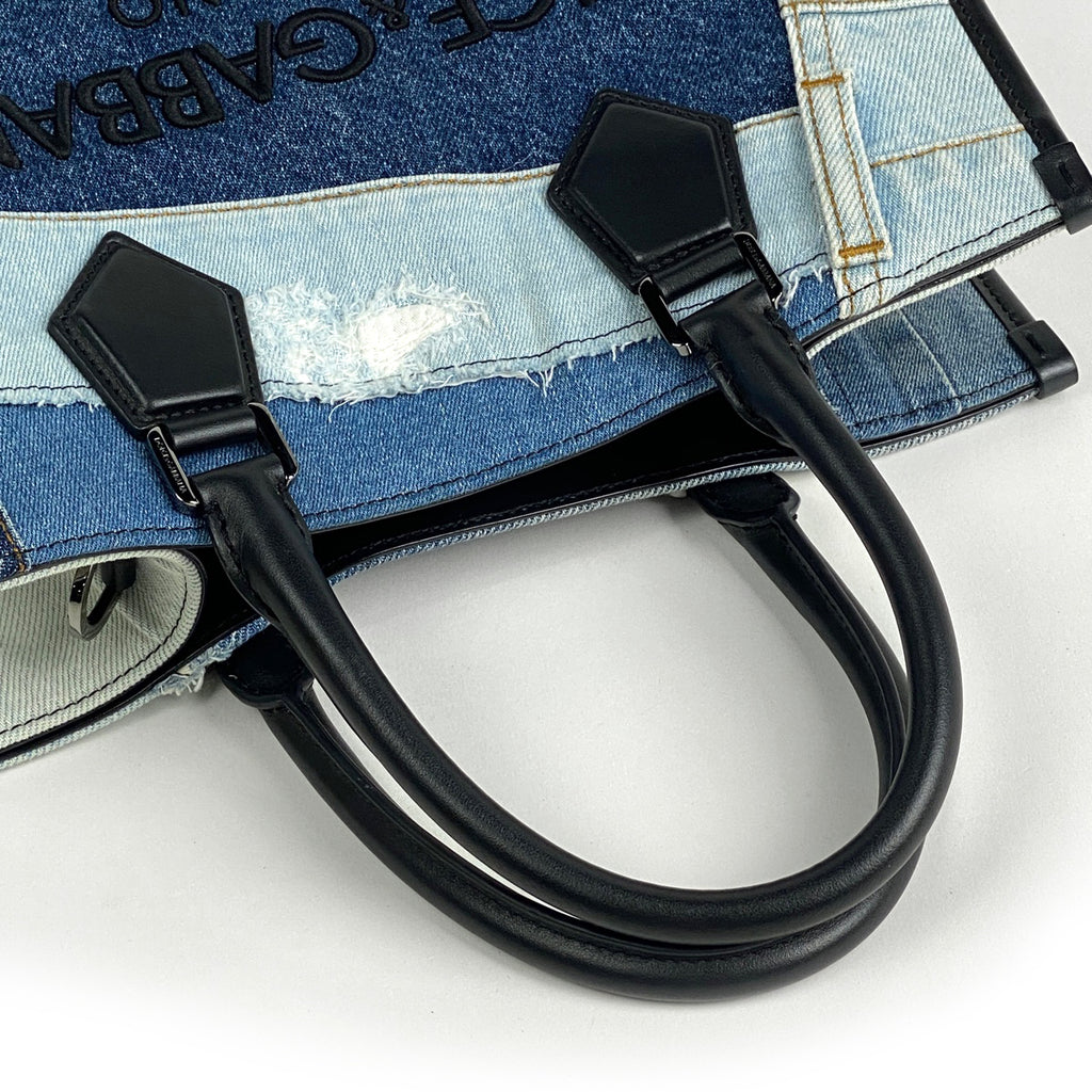ドルチェアンドガッバーナ ロゴ トートバッグ 2WAY ショルダーバッグ ハンドバッグ デニム ブルー レディース 【中古】brbag