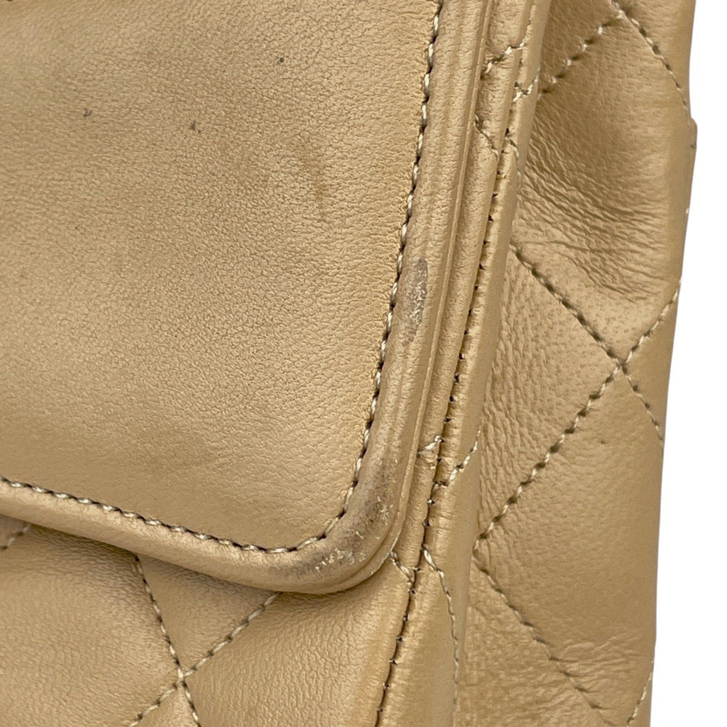 シャネル ココマーク チェーン ショルダーバッグ マトラッセ Wチェーン ショルダーバッグ レザー ベージュ レディース 【中古】brbag