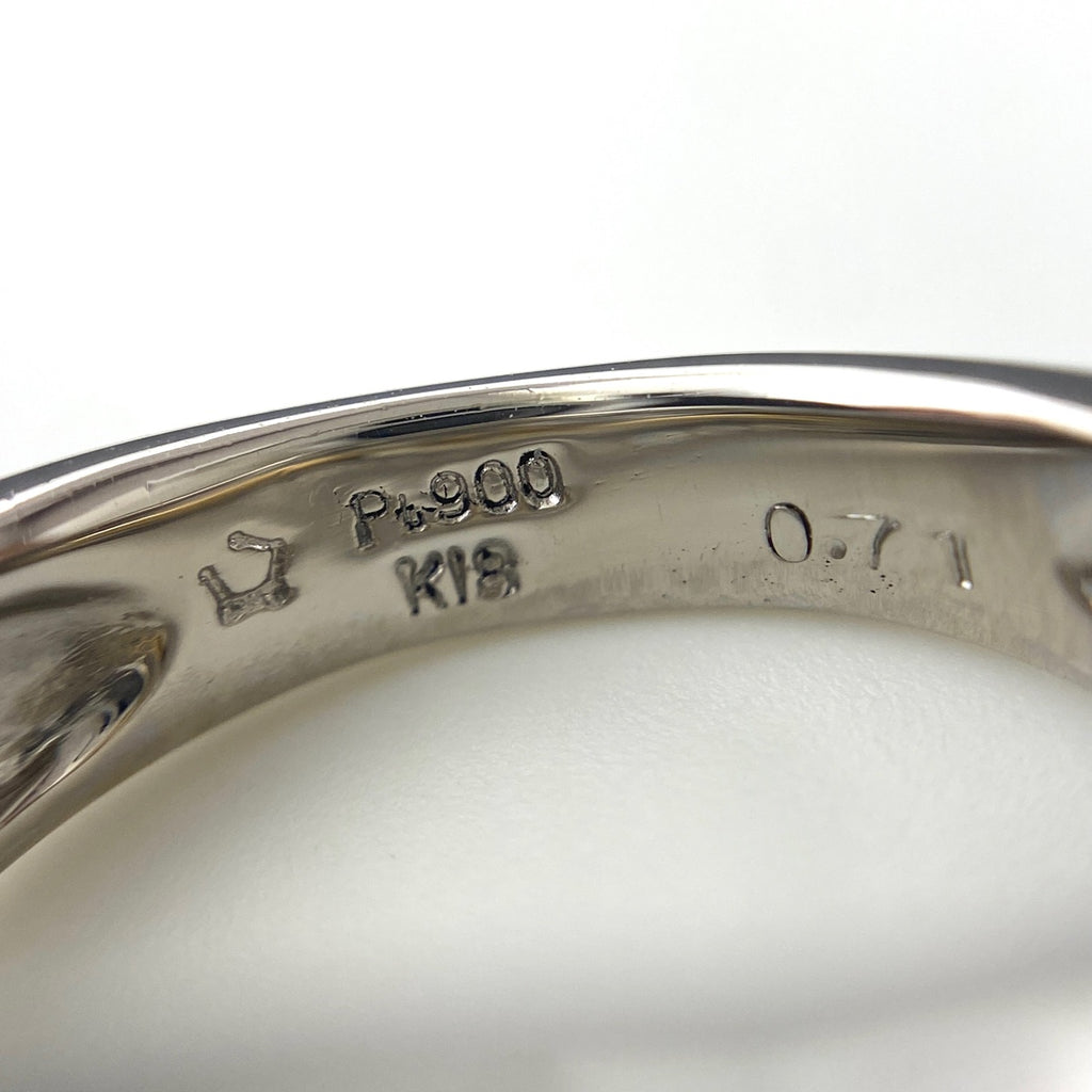 星の砂 メレダイヤ デザインリング プラチナ YG イエローゴールド 指輪 リング 7号 Pt900 K18 ダイヤモンド レディース 【中古】brjwl