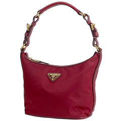 プラダ ロゴプレート ハンドバッグ 手提げ ショルダーバッグ ハンドバッグ ナイロン レッド レディース 【中古】brbag