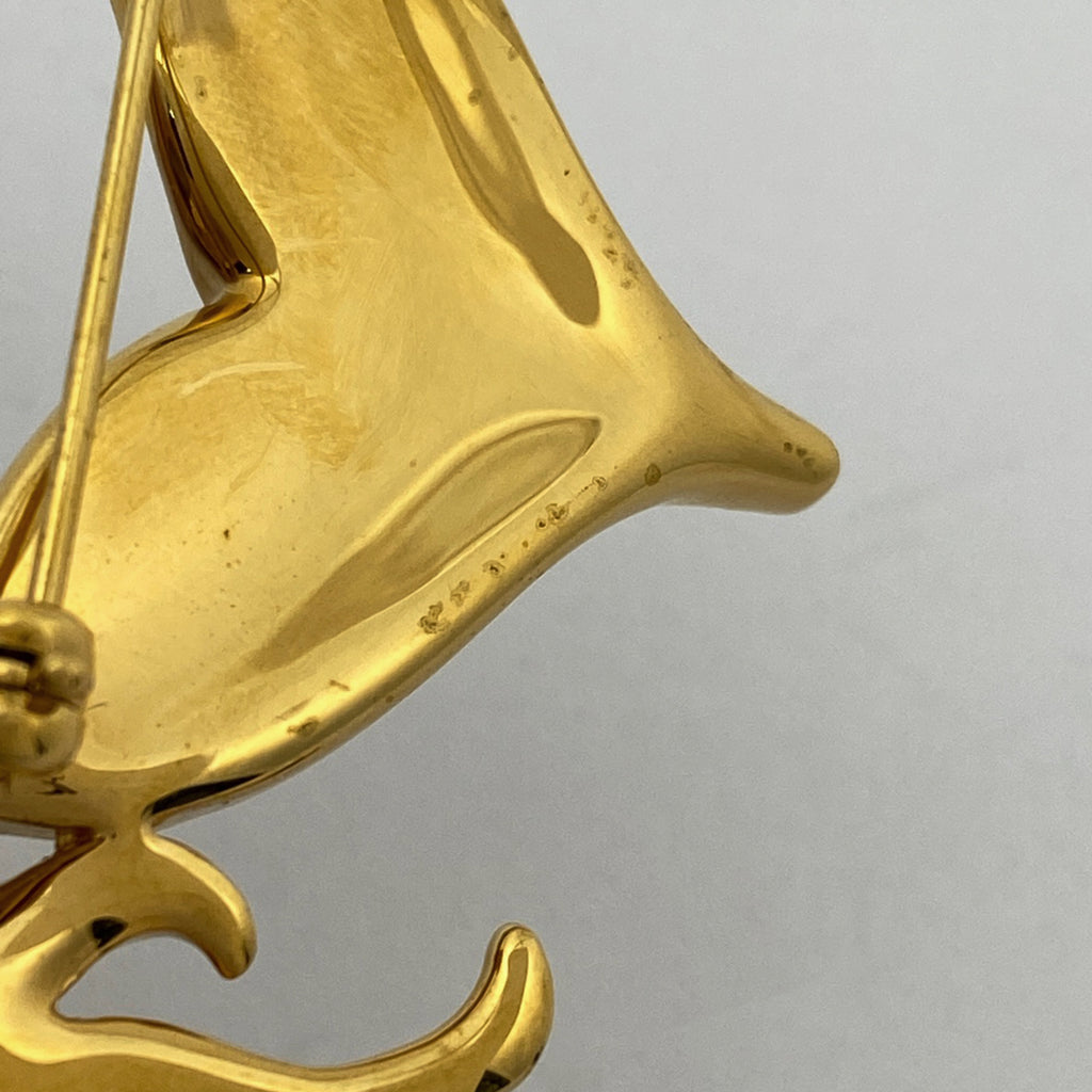 スワロフスキー クリスタル マスクモチーフ ブローチ 仮面 カラーストーン ジルコニア ブローチ GP ゴールド レディース 【中古】bracc