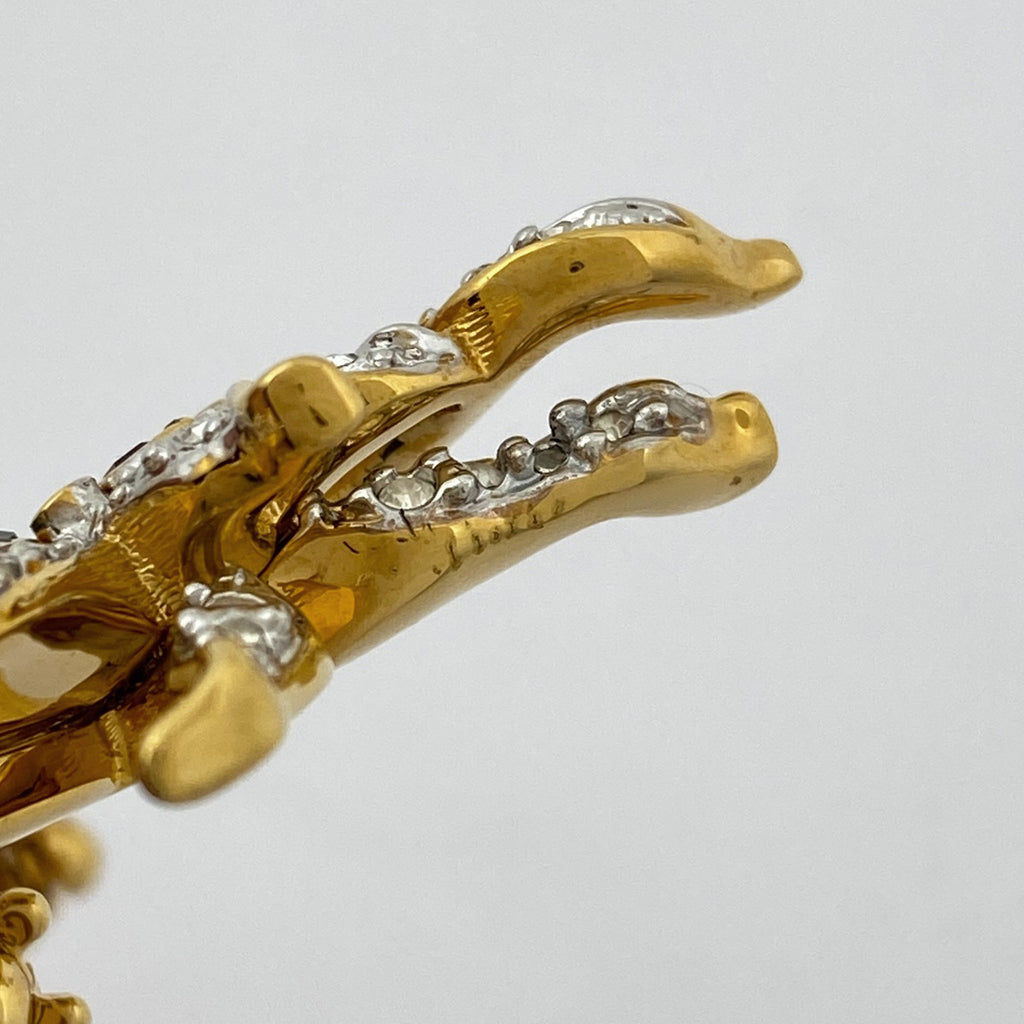 スワロフスキー クリスタル マスクモチーフ ブローチ 仮面 カラーストーン ジルコニア ブローチ GP ゴールド レディース 【中古】bracc