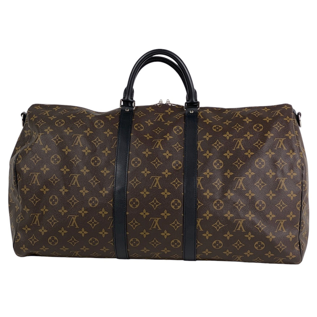 ルイ・ヴィトン キーポル バンドリエール 55 2WAY ショルダーバッグ ボストンバッグ モノグラムマカサー ブラウン ノワール(ブラック) M56714 メンズ 【中古】brbag