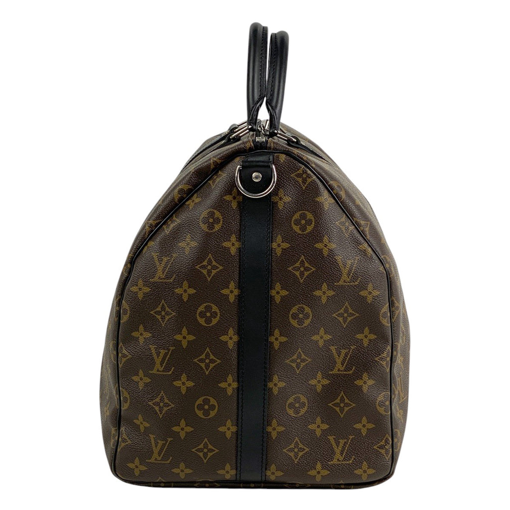 ルイ・ヴィトン キーポル バンドリエール 55 2WAY ショルダーバッグ ボストンバッグ モノグラムマカサー ブラウン ノワール(ブラック) M56714 メンズ 【中古】brbag