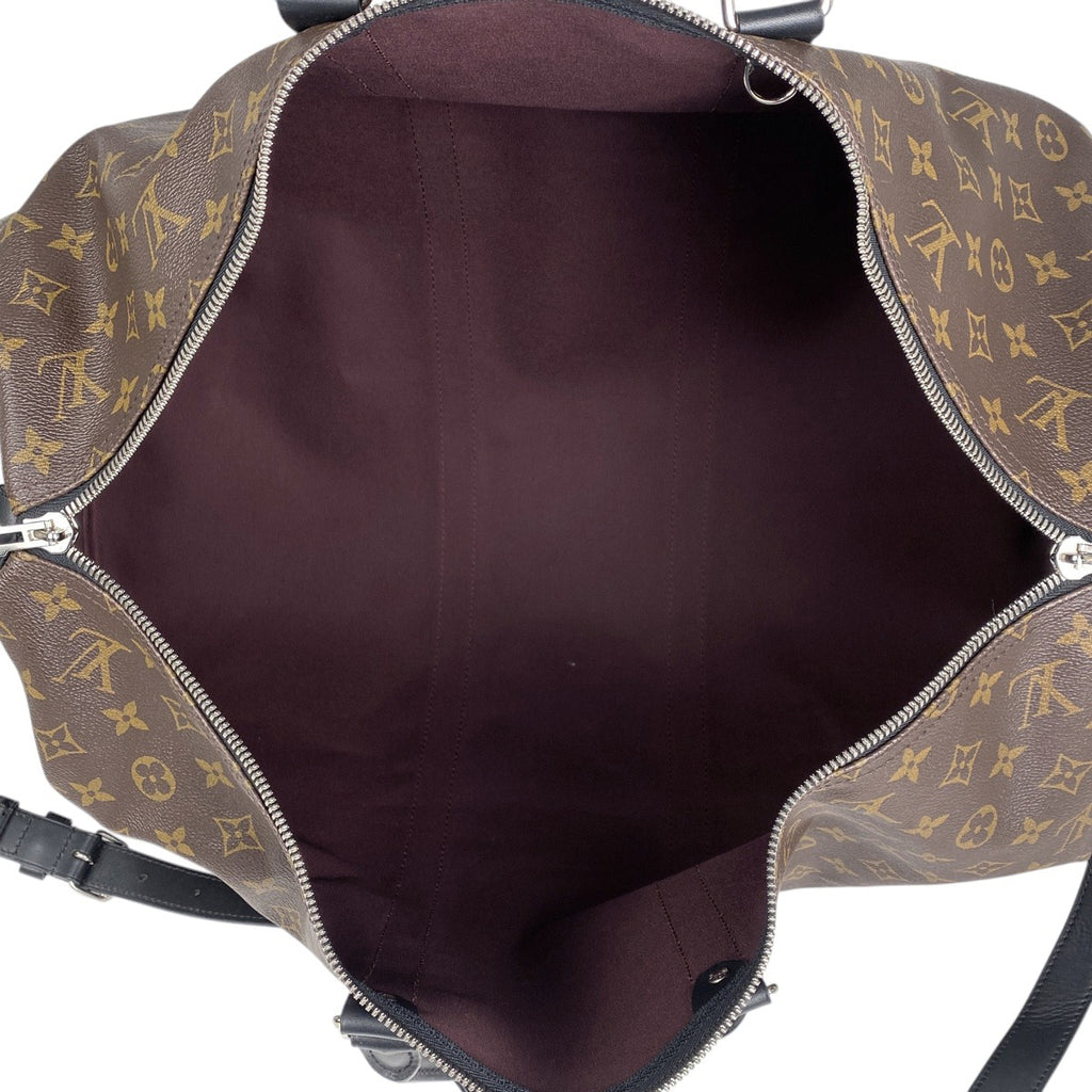 ルイ・ヴィトン キーポル バンドリエール 55 2WAY ショルダーバッグ ボストンバッグ モノグラムマカサー ブラウン ノワール(ブラック) M56714 メンズ 【中古】brbag