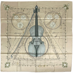 エルメス カレ90 La Musique des Spheres 球体が奏でる音楽 スカーフ シルク ベージュ マルチカラー レディース 【中古】brbag