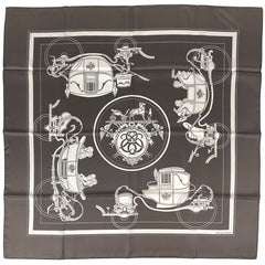 エルメス カレ 90 EX-LIBRIS エクスリブリス スカーフ シルク グレー レディース 【中古】brbag