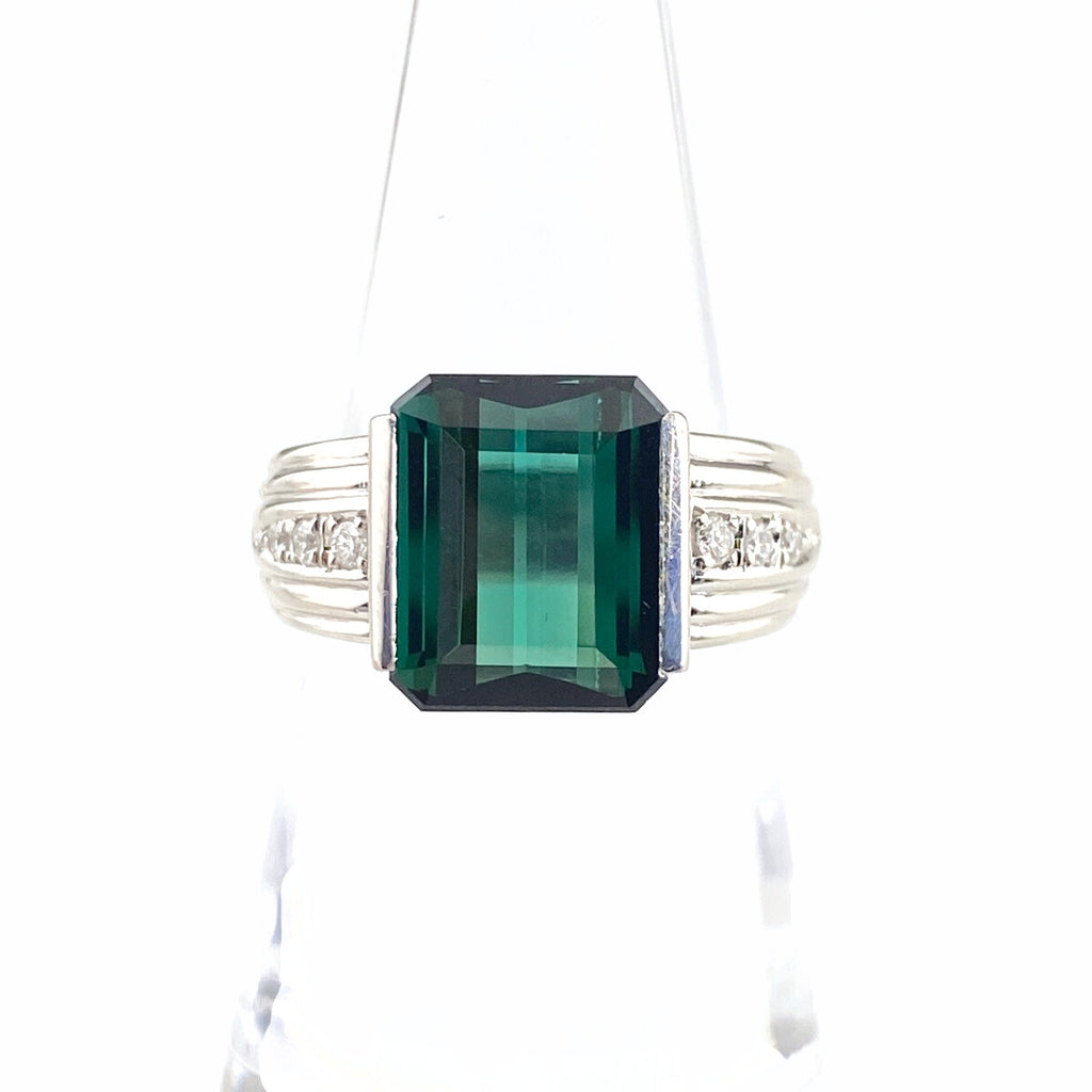 タサキ トルマリン デザインリング プラチナ 指輪 メレダイヤ リング 11.5号 Pt900 トルマリン ダイヤモンド レディース 【中古】brjwl