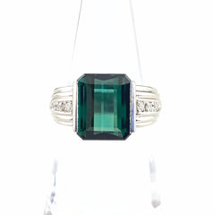 タサキ トルマリン デザインリング プラチナ 指輪 メレダイヤ リング 11.5号 Pt900 トルマリン ダイヤモンド レディース 【中古】brjwl