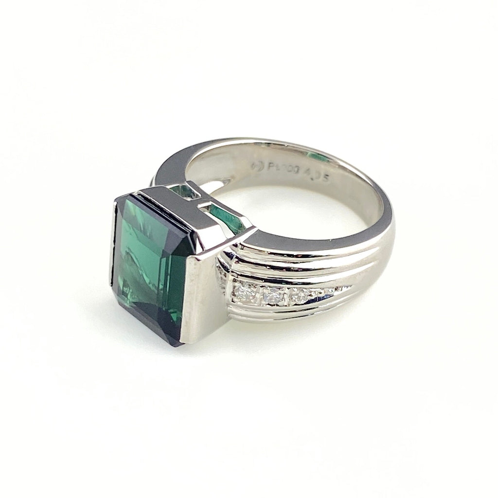 タサキ トルマリン デザインリング プラチナ 指輪 メレダイヤ リング 11.5号 Pt900 トルマリン ダイヤモンド レディース 【中古】brjwl