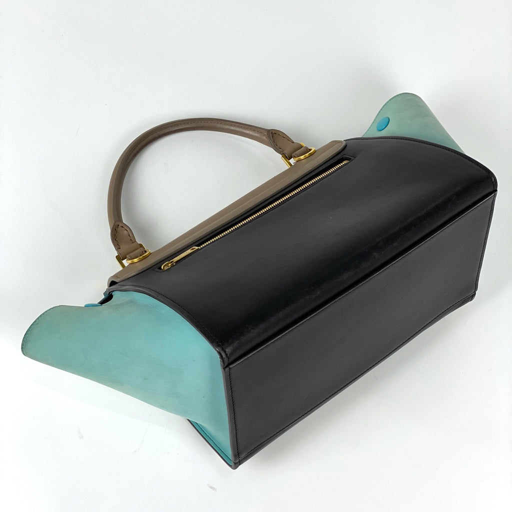 セリーヌ トラペーズ ハンドバッグ 手提げ ハンドバッグ レザー ブラック ベージュ W-VP-2135 レディース 【中古】brbag