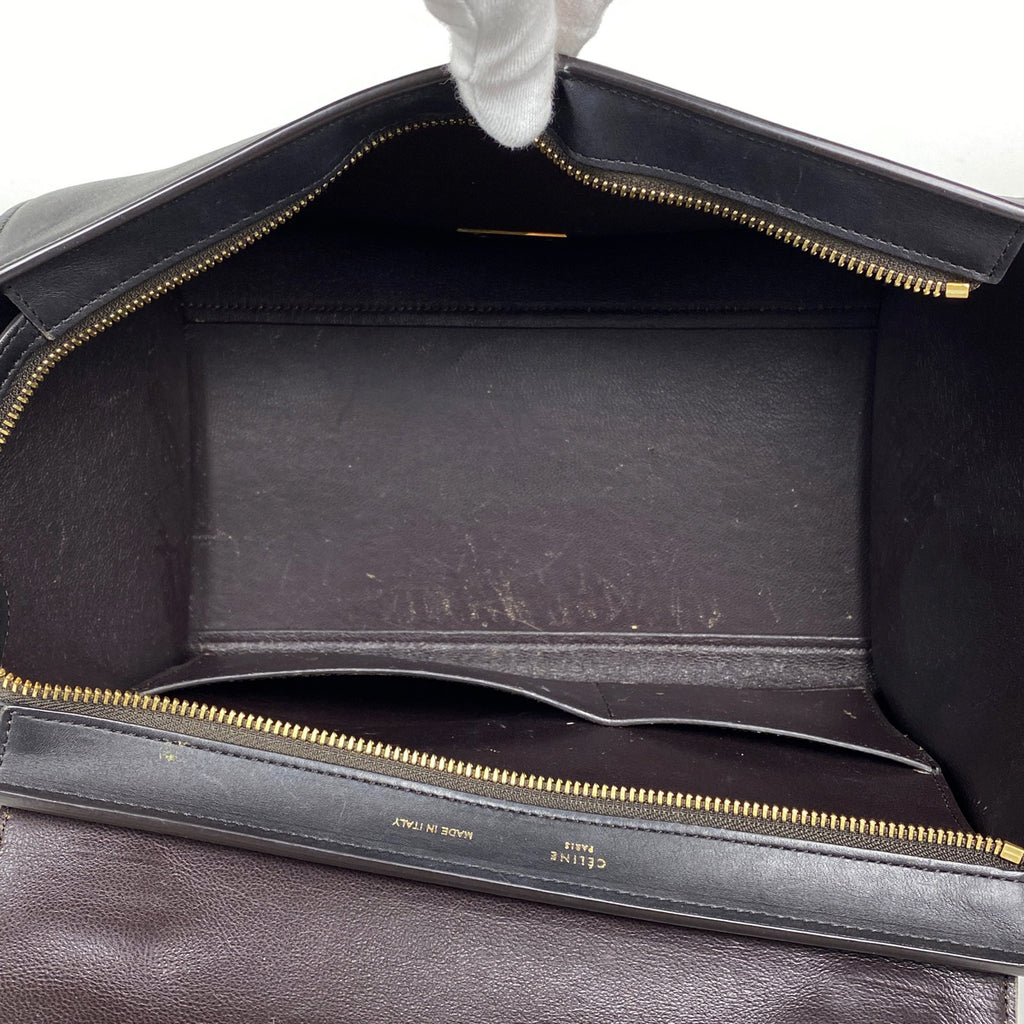 セリーヌ トラペーズ ハンドバッグ 手提げ ハンドバッグ レザー ブラック ベージュ W-VP-2135 レディース 【中古】brbag