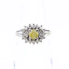 クリソベリルキャッツアイ デザインリング プラチナ 指輪 メレダイヤ リング Pt900 クリソベリルキャッツアイ ダイヤモンド レディース 【中古】nbjwl