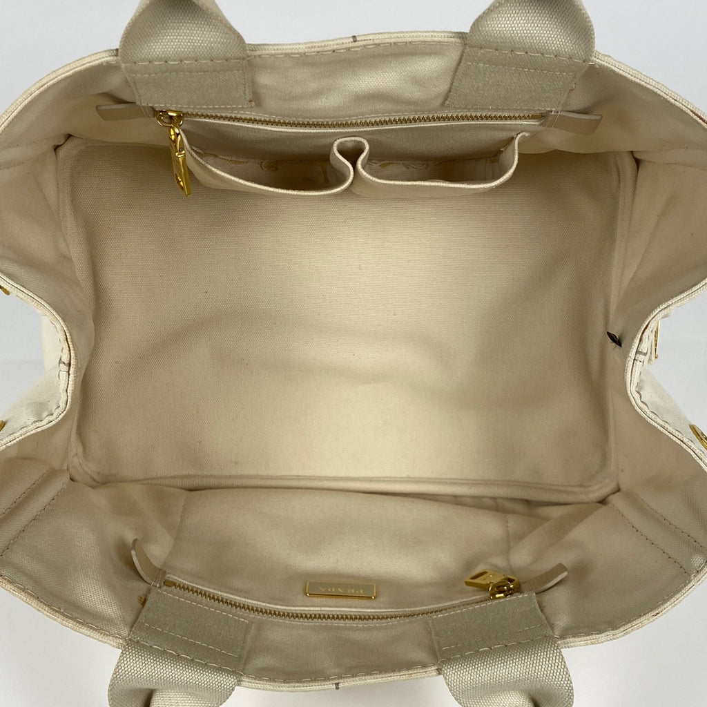 プラダ カナパ トート ハンドバッグ トートバッグ キャンバス アイボリー BN1877 レディース 【中古】brbag