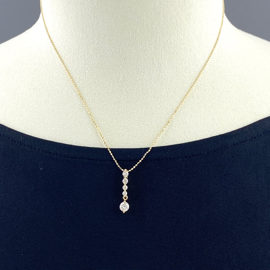 メレダイヤ デザインネックレス YG イエローゴールド ペンダント スイング ネックレス K18 ダイヤモンド レディース 【中古】nbjwl