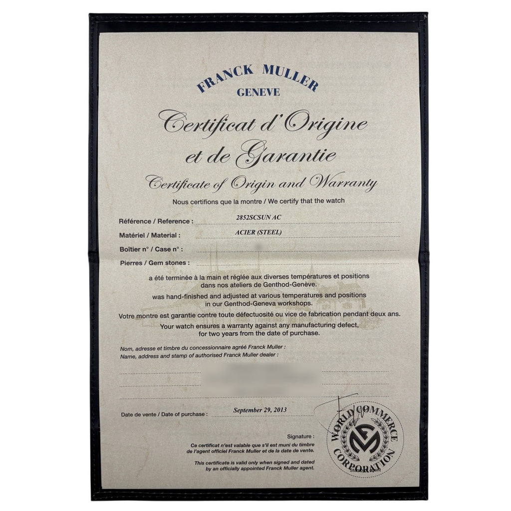 フランクミュラー トノーカーベックス サンセット 2852SC SUN 腕時計 SS 自動巻き シルバー メンズ 中古 wtcbb