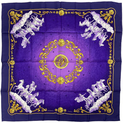 エルメス カレ 90 COSMOS 宇宙観 馬 スカーフ シルク ネイビー レディース 【中古】brbag