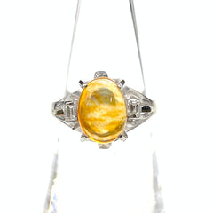 【状態良好】 ファイアオパール リング プラチナ 指輪 メレダイヤ 12.5号 Pt900 オパール ダイヤモンド レディース 【中古】nbjwl