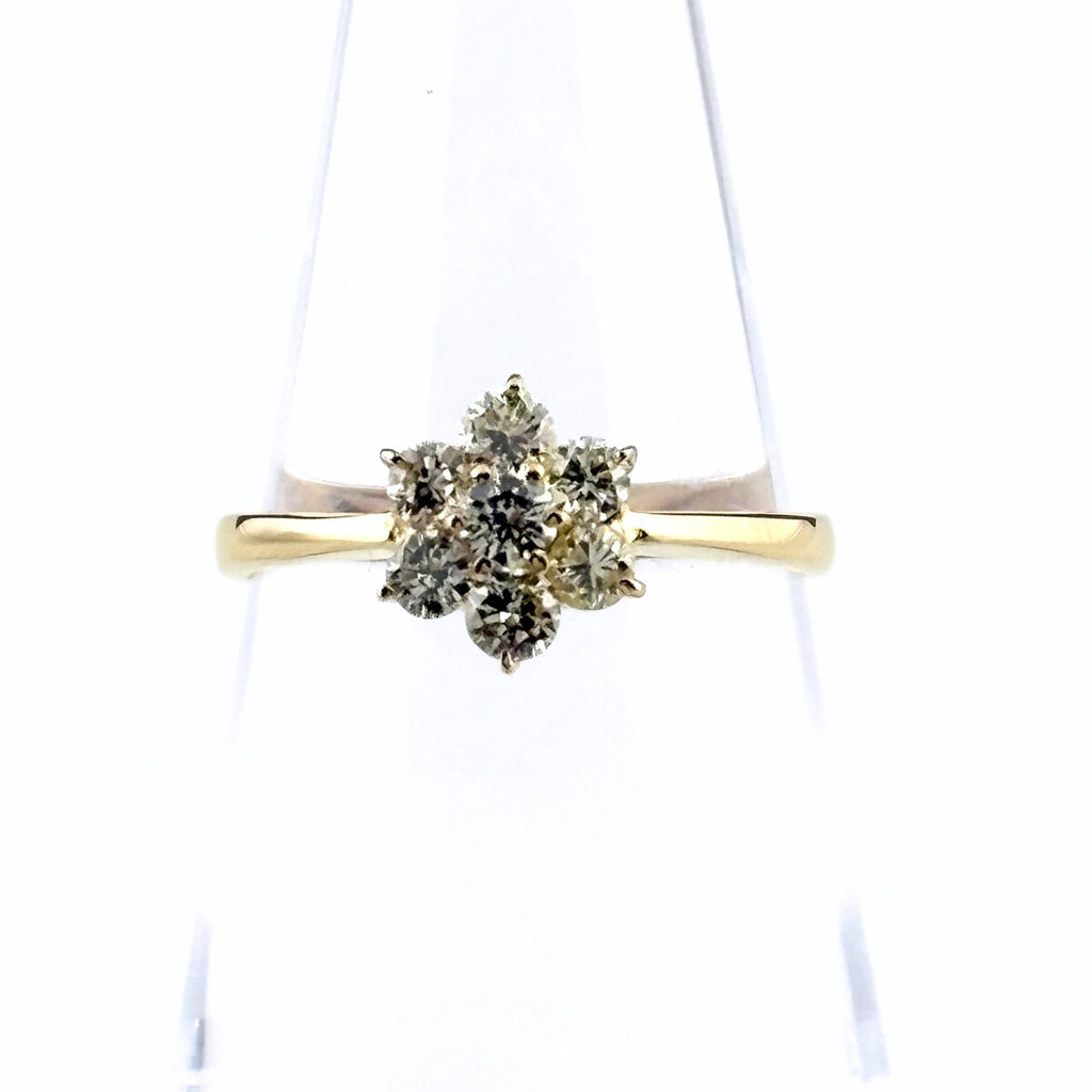 メレダイヤ デザインリング YG イエローゴールド 指輪 リング 12.5号 K18 ダイヤモンド レディース 【中古】nbjwl