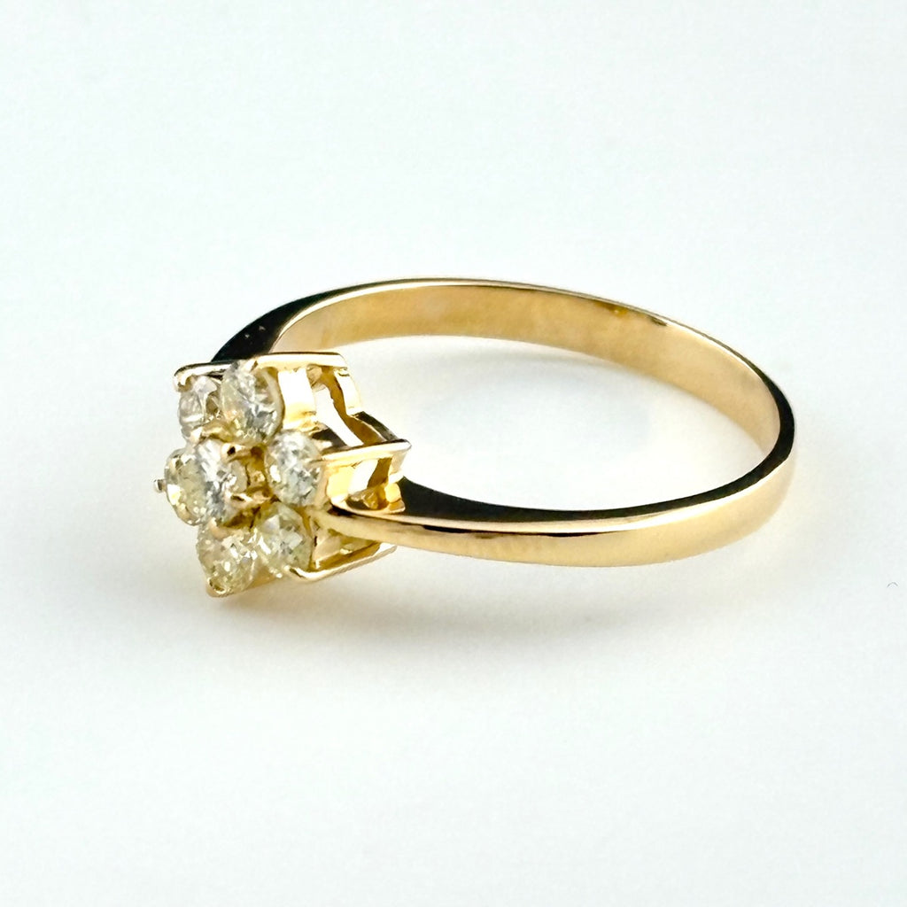 メレダイヤ デザインリング YG イエローゴールド 指輪 リング 12.5号 K18 ダイヤモンド レディース 【中古】nbjwl