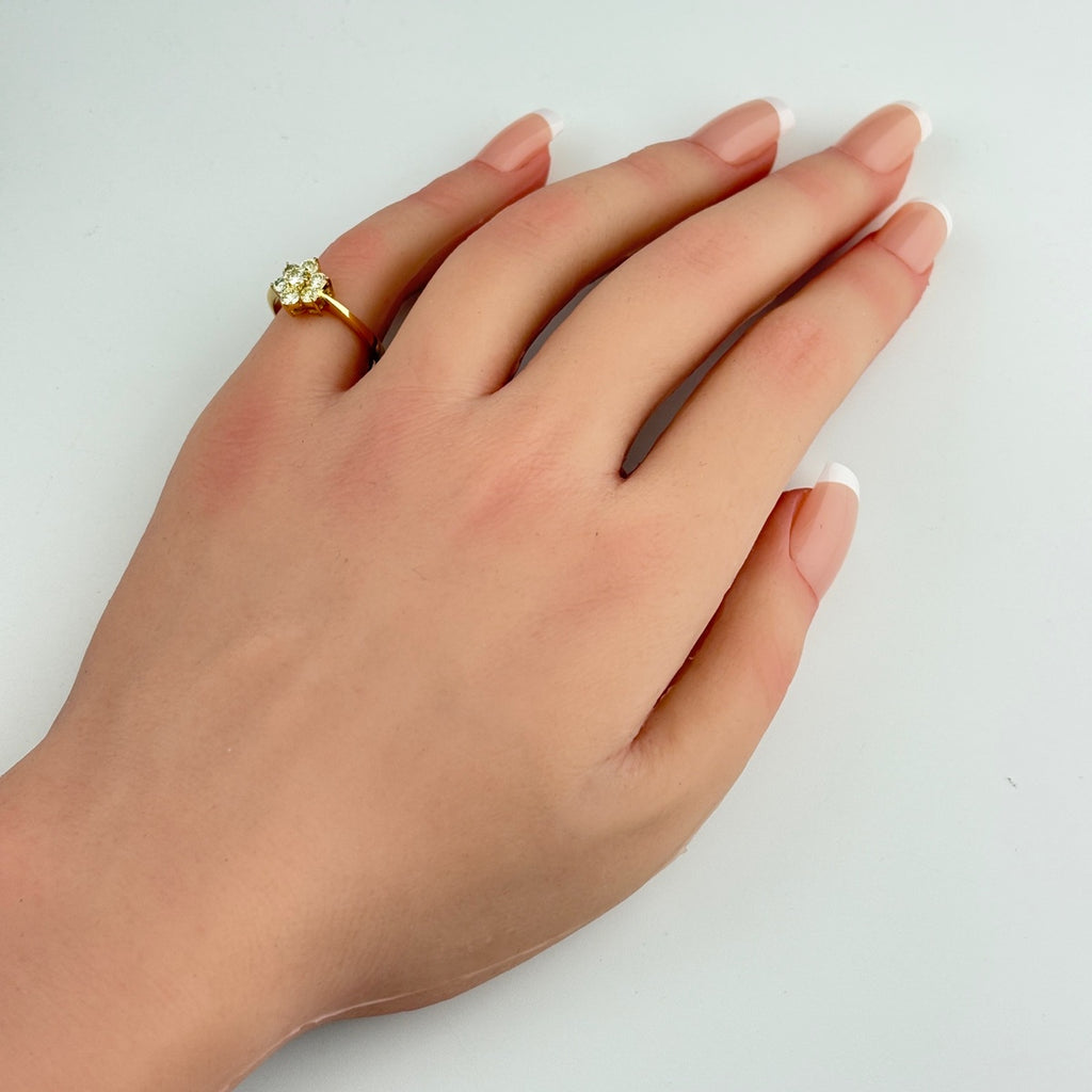 メレダイヤ デザインリング YG イエローゴールド 指輪 リング 12.5号 K18 ダイヤモンド レディース 【中古】nbjwl