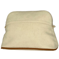 エルメス ボリード ポーチ MM メイクポーチ 小物入れ Hロゴ 化粧ポーチ ファブリック クリーム ブラウン レディース 【中古】brbag