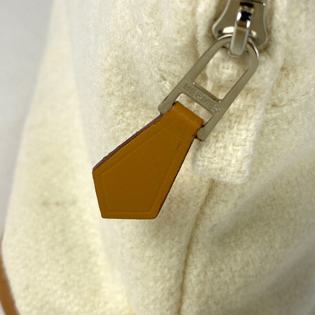 エルメス ボリード ポーチ MM メイクポーチ 小物入れ Hロゴ 化粧ポーチ ファブリック クリーム ブラウン レディース 【中古】brbag