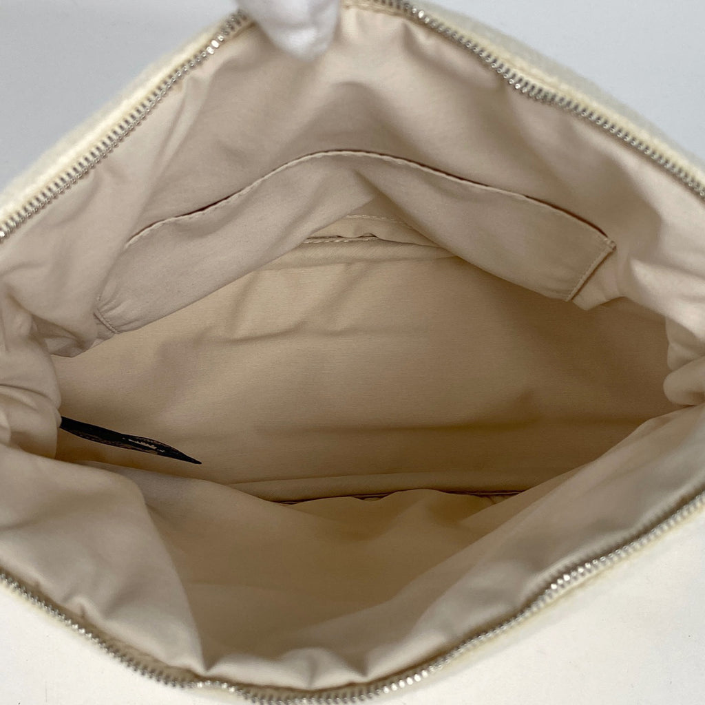 エルメス ボリード ポーチ MM メイクポーチ 小物入れ Hロゴ 化粧ポーチ ファブリック クリーム ブラウン レディース 【中古】brbag