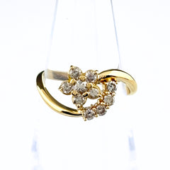 メレダイヤ デザインリング YG イエローゴールド 指輪 リング 12号 K18 ダイヤモンド レディース ノンブランドジュエリー 【中古】nbjwl