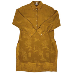 エルメス ボタンダウン チュニックシャツ ロング トップス 長袖シャツ 絹 マスタード レディース 【中古】brapp