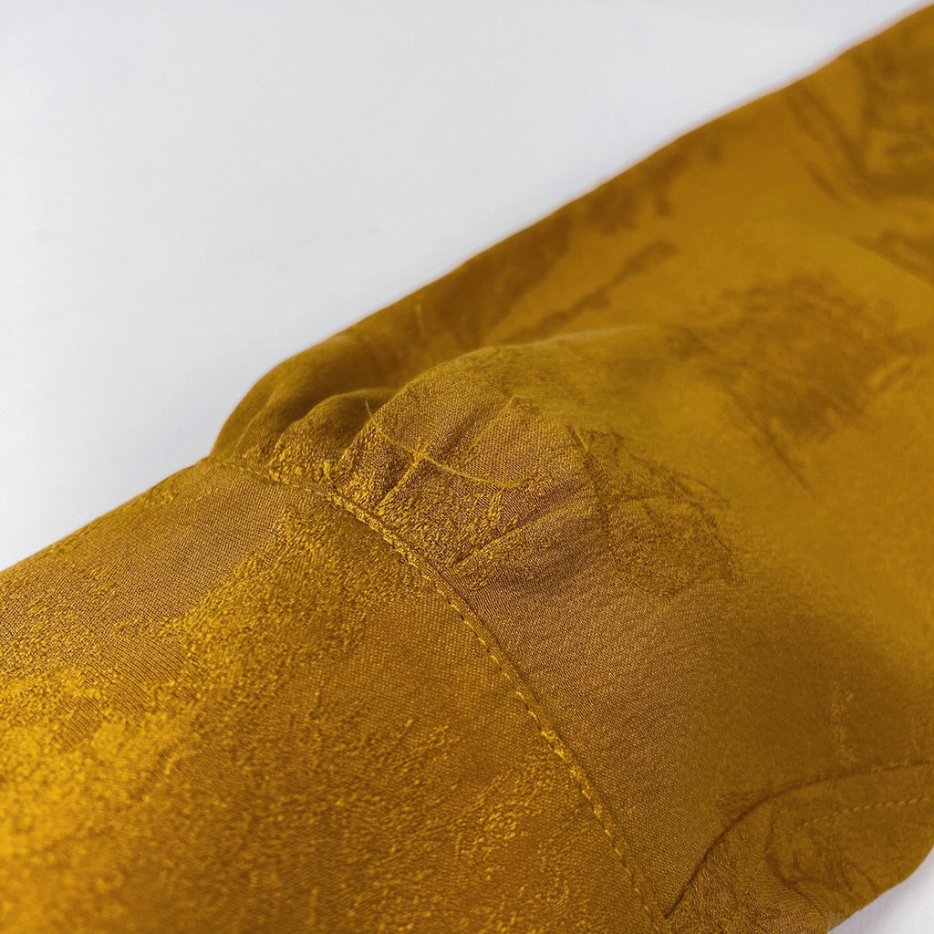 エルメス ボタンダウン チュニックシャツ ロング トップス 長袖シャツ 絹 マスタード レディース 【中古】brapp