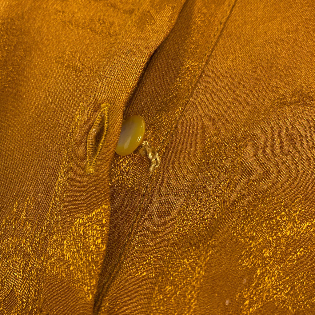 エルメス ボタンダウン チュニックシャツ ロング トップス 長袖シャツ 絹 マスタード レディース 【中古】brapp