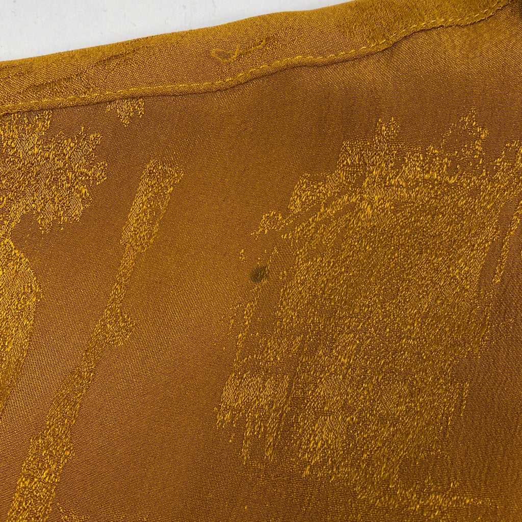 エルメス ボタンダウン チュニックシャツ ロング トップス 長袖シャツ 絹 マスタード レディース 【中古】brapp