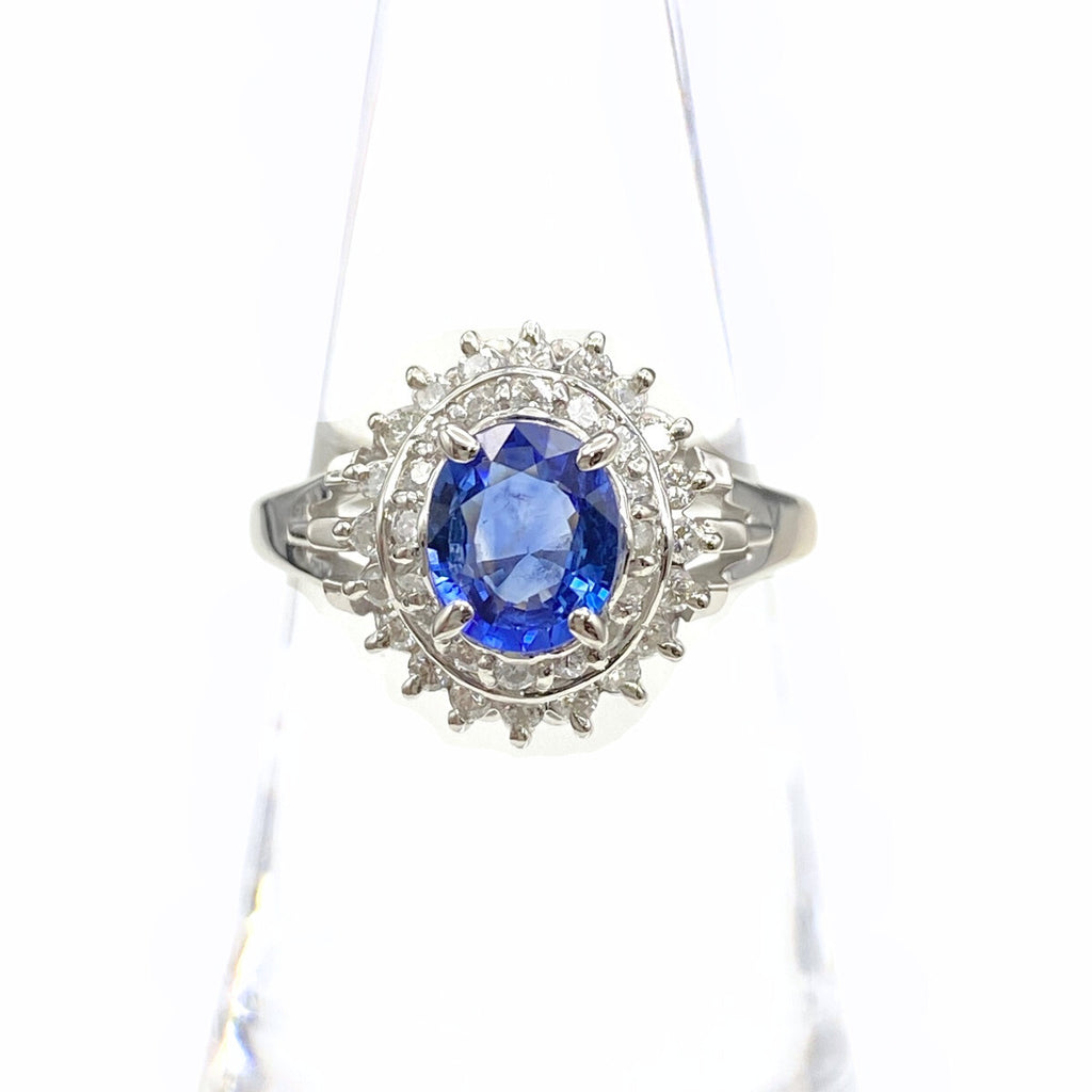 サファイア デザインリング プラチナ 指輪 メレダイヤ リング 11.5号 Pt900 サファイア ダイヤモンド レディース 【中古】nbjwl