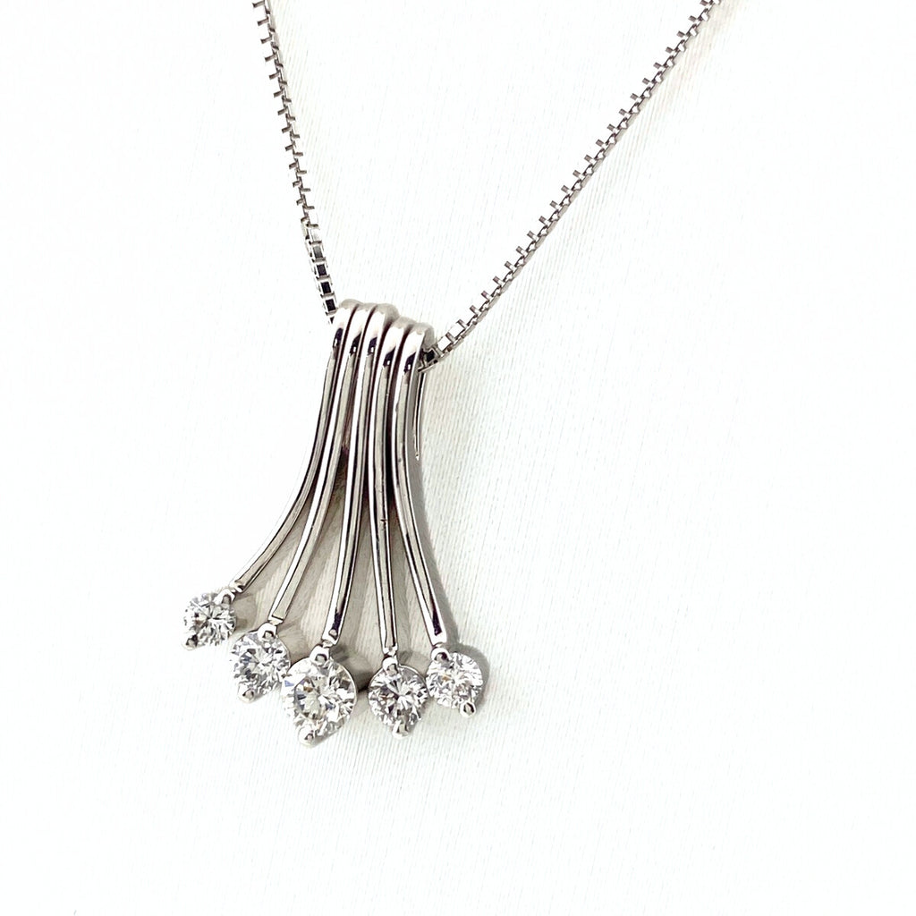 メレダイヤ デザインネックレス WG ホワイトゴールド ペンダント ネックレス K18 WG ダイヤモンド レディース 【中古】nbjwl