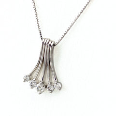 メレダイヤ デザインネックレス WG ホワイトゴールド ペンダント ネックレス K18 WG ダイヤモンド レディース 【中古】nbjwl