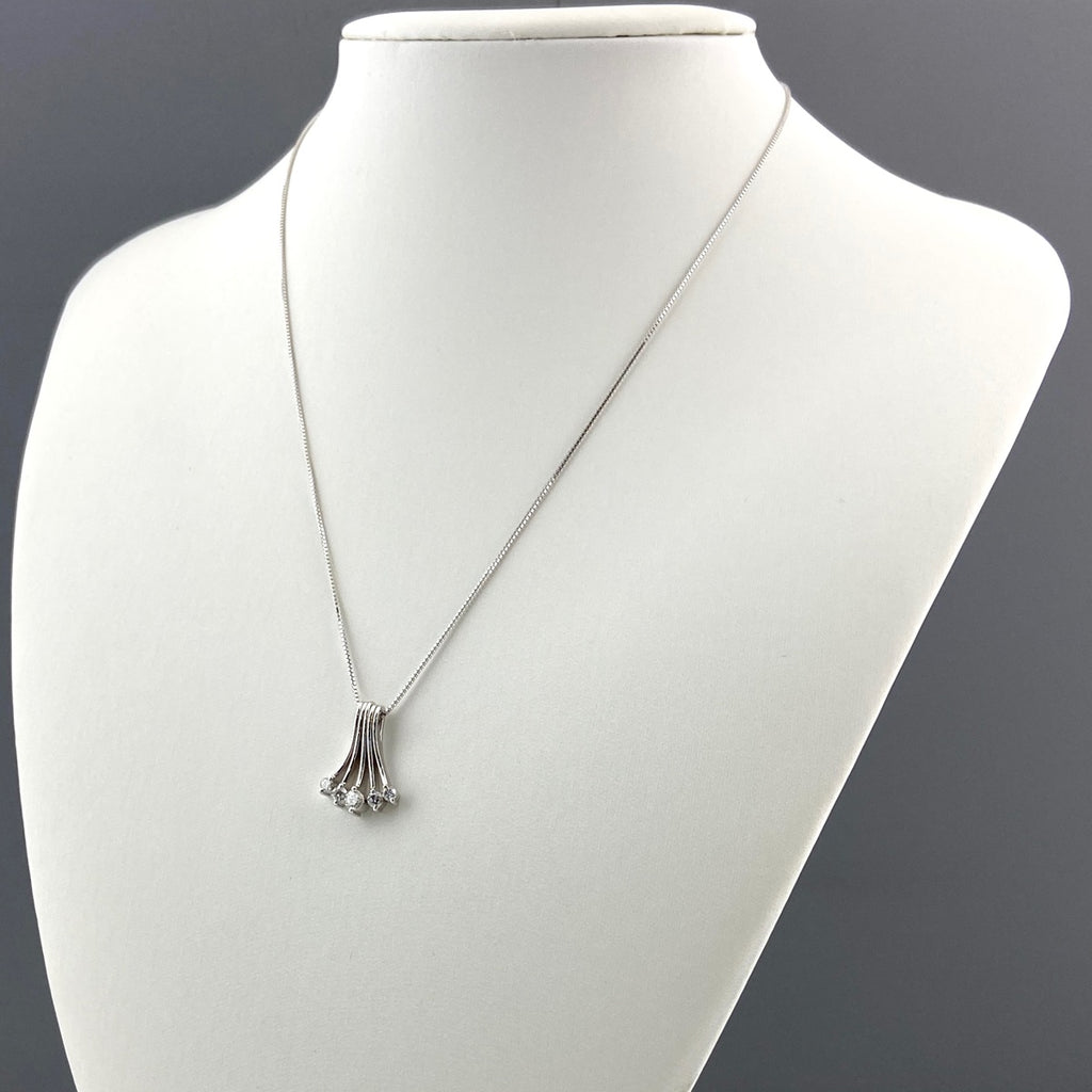 メレダイヤ デザインネックレス WG ホワイトゴールド ペンダント ネックレス K18 WG ダイヤモンド レディース 【中古】nbjwl