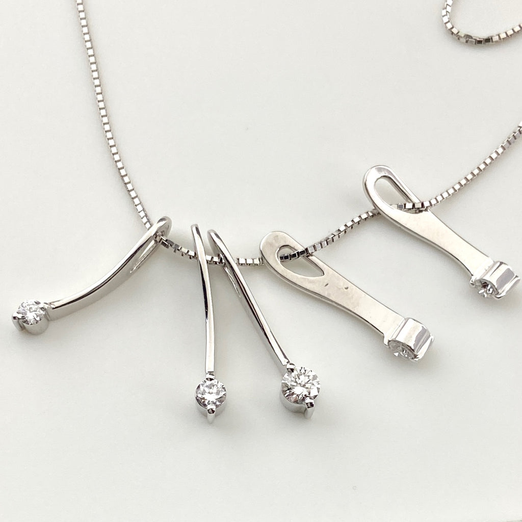 メレダイヤ デザインネックレス WG ホワイトゴールド ペンダント ネックレス K18 WG ダイヤモンド レディース 【中古】nbjwl