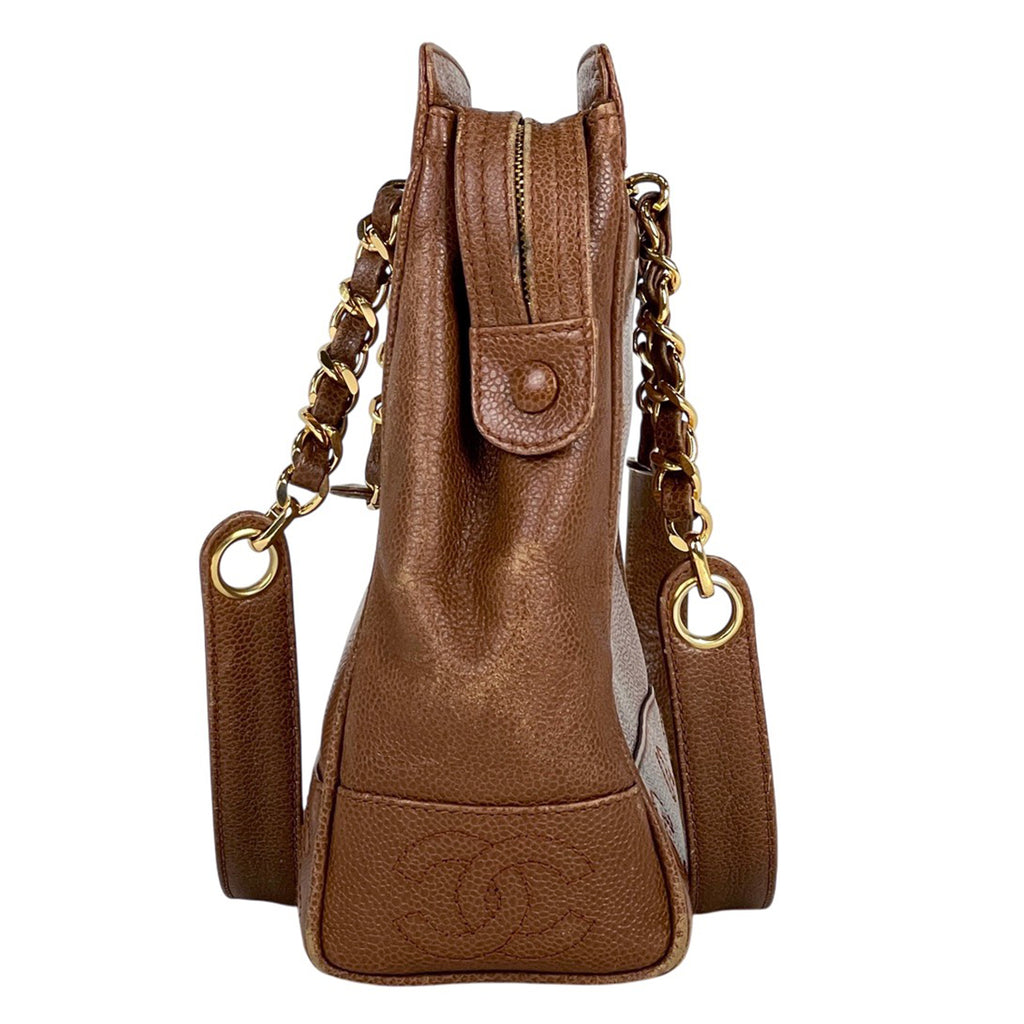 シャネル トリプルココマーク チェーン トートバッグ ショルダーバッグ トートバッグ キャビアスキン ブラウン レディース 【中古】brbag