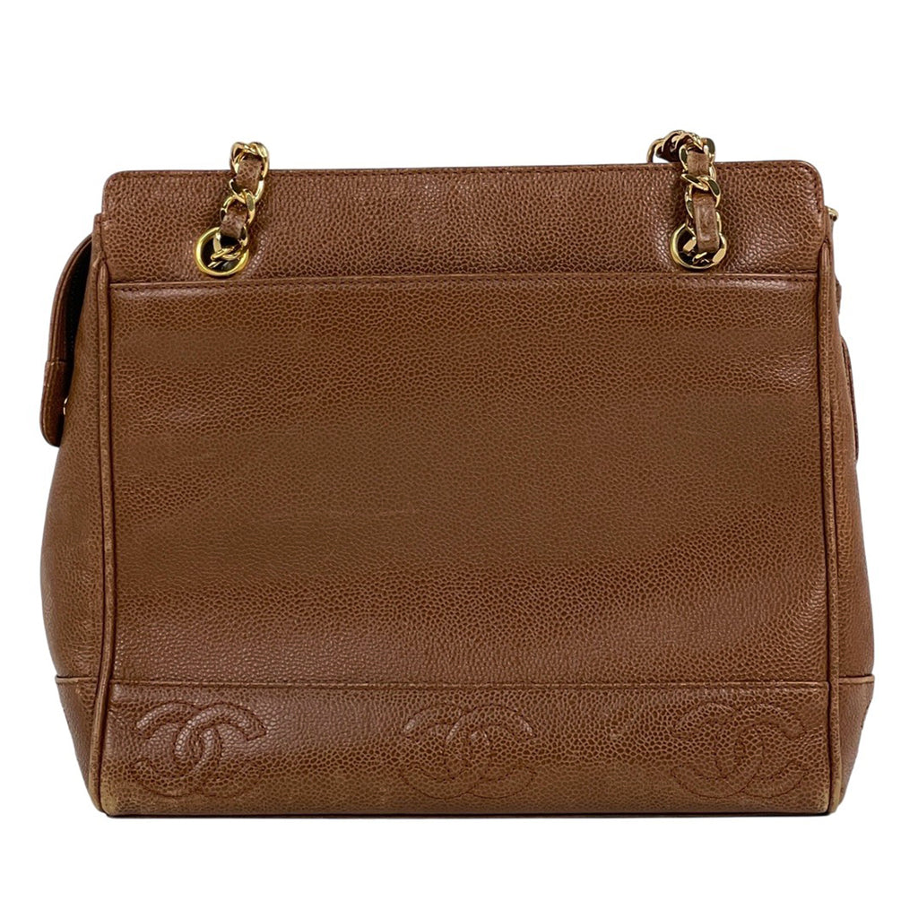 シャネル トリプルココマーク チェーン トートバッグ ショルダーバッグ トートバッグ キャビアスキン ブラウン レディース 【中古】brbag