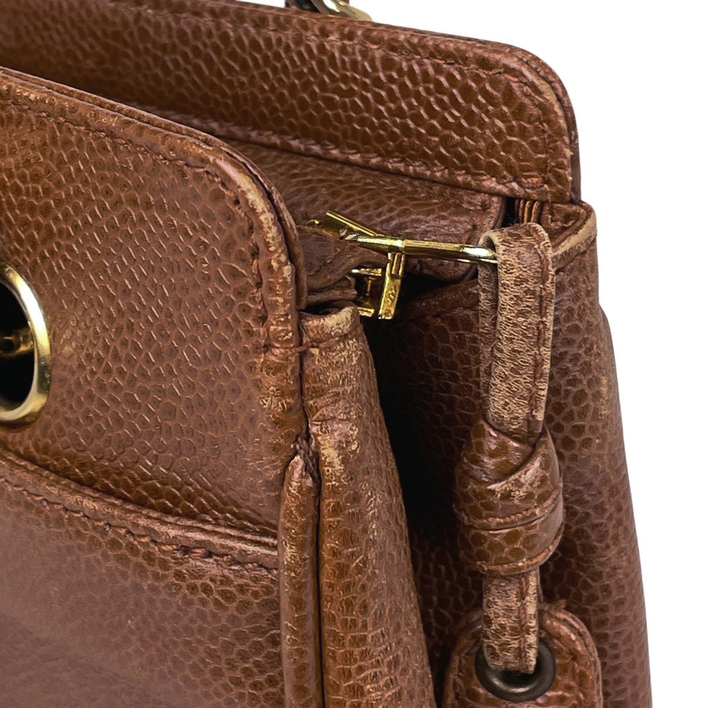 シャネル トリプルココマーク チェーン トートバッグ ショルダーバッグ トートバッグ キャビアスキン ブラウン レディース 【中古】brbag