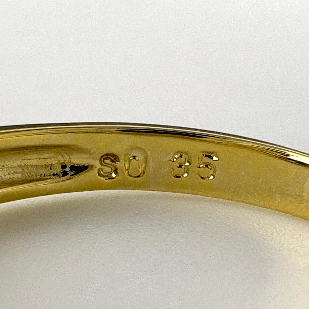 サファイア デザインリング YG イエローゴールド 指輪 メレダイヤ リング 12号 K18 サファイア ダイヤモンド レディース 【中古】nbjwl