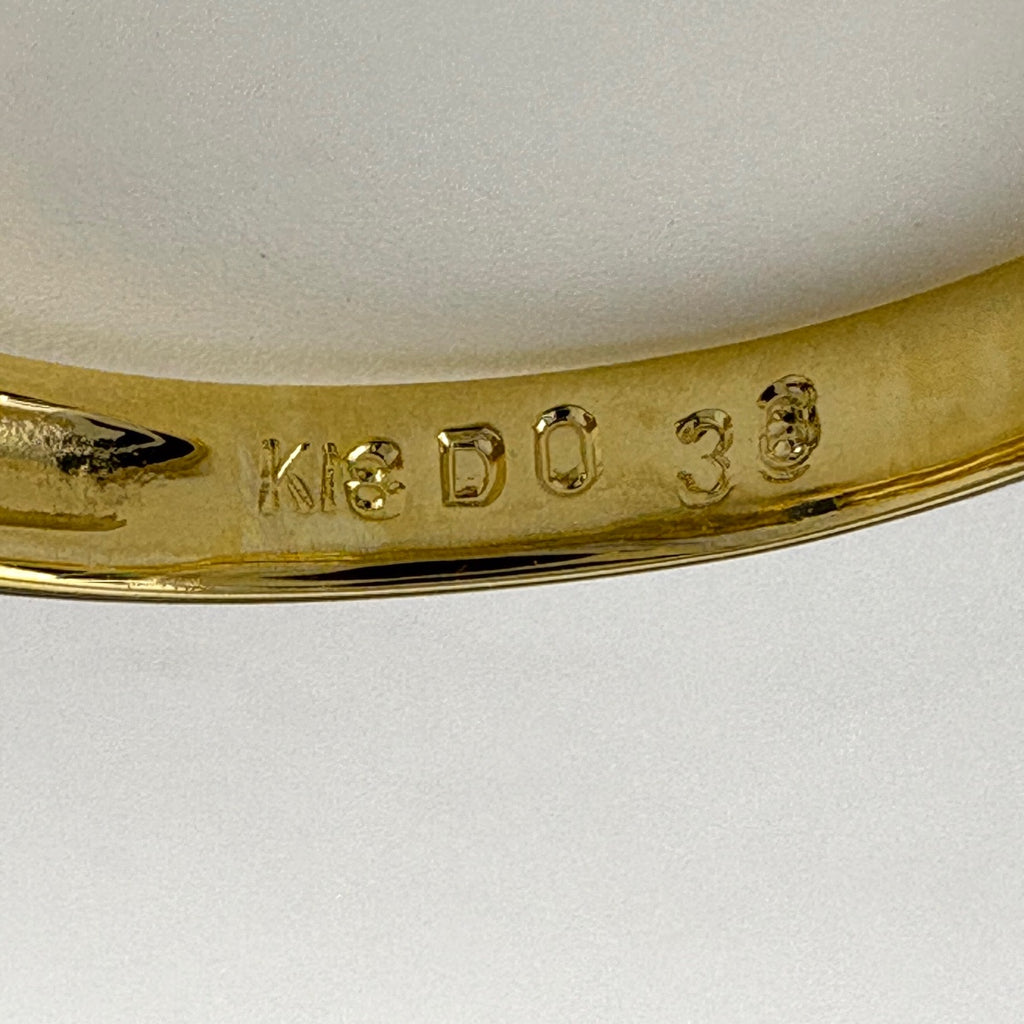 サファイア デザインリング YG イエローゴールド 指輪 メレダイヤ リング 12号 K18 サファイア ダイヤモンド レディース 【中古】nbjwl