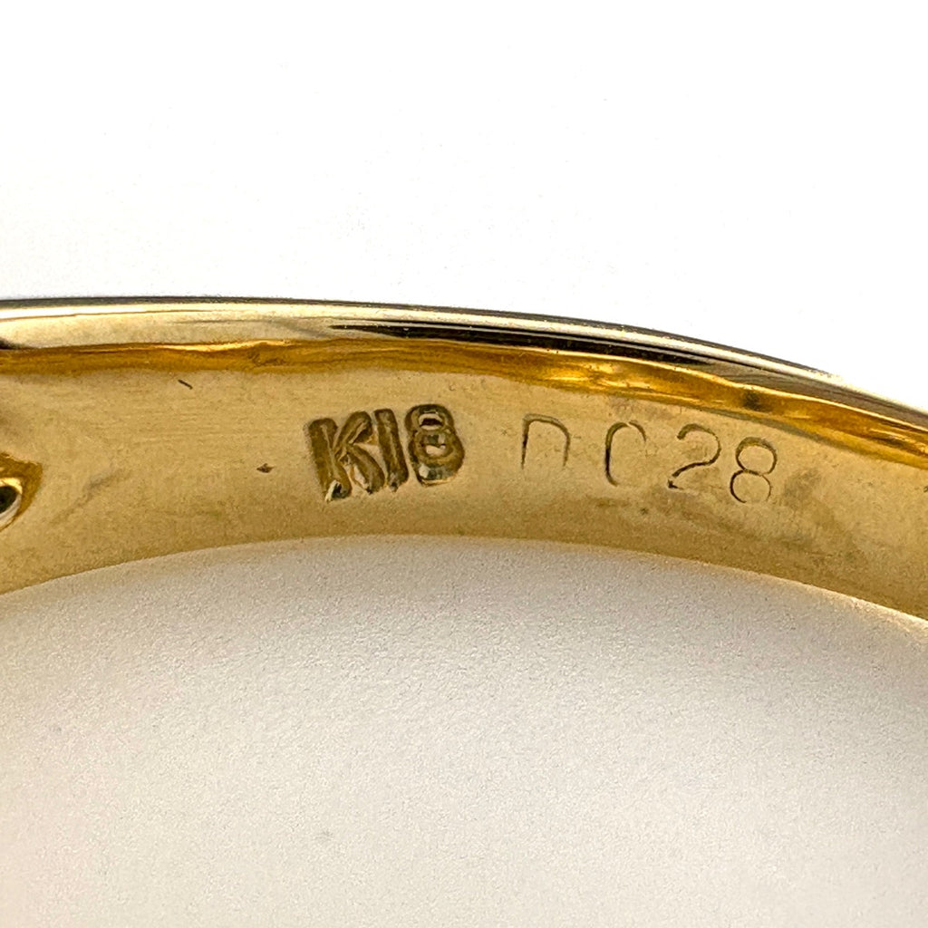 サファイア デザインリング YG イエローゴールド 指輪 メレダイヤ リング 10号 K18 サファイア ダイヤモンド レディース ノンブランドジュエリー 【中古】nbjwl