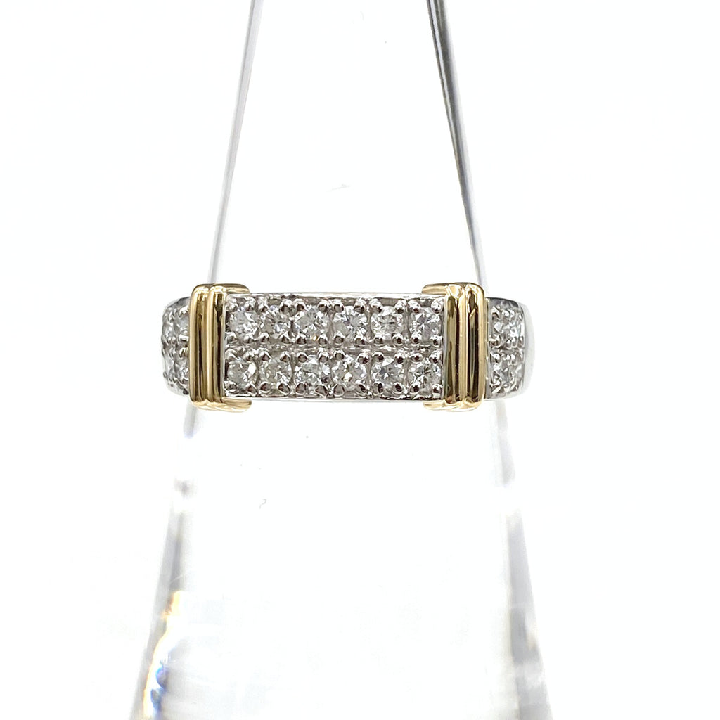 メレダイヤ デザインリング プラチナ YG イエローゴールド 指輪 リング 11号 Pt900 K18 ダイヤモンド レディース 【中古】nbjwl